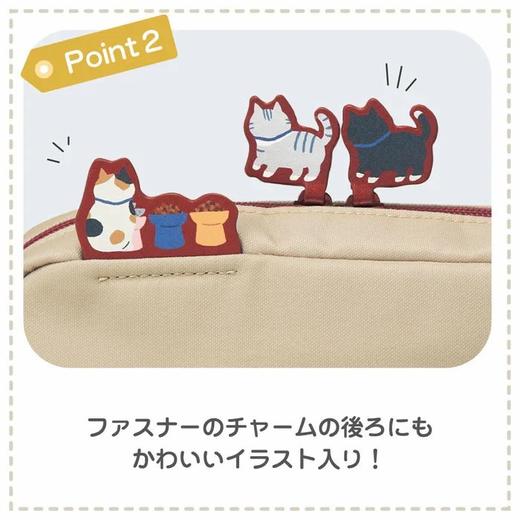日本LIHIT LAB喜利限量款帆布拉链笔袋立在笔袋上的猫咪限定 商品图3