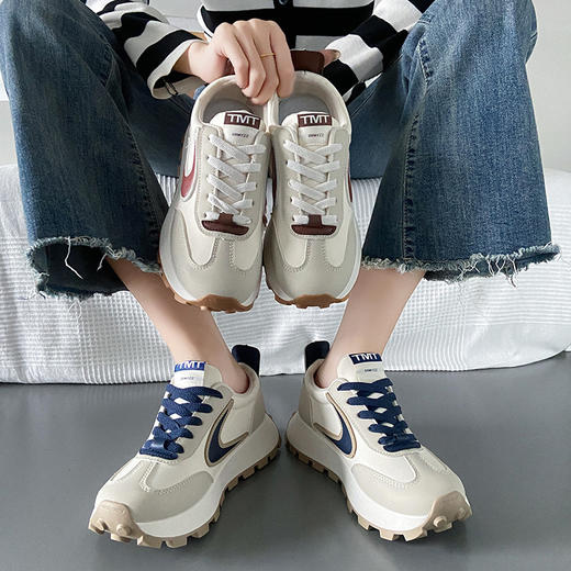 「两款配色！简约设计」2023秋季新款阿甘鞋女ins潮韩版学生休闲跑步鞋厚底老爹鞋 商品图3