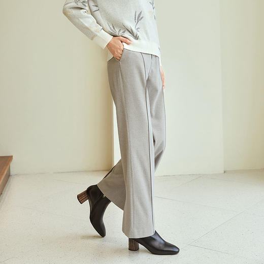 玳莎通勤开叉微喇西装裤女秋冬新款设计感磨毛保暖垂感休闲裤  DD36306 商品图2