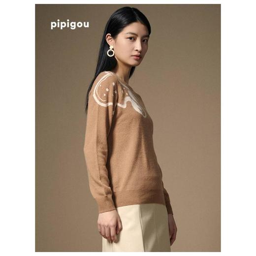 3楼 皮皮狗女式羊绒圆领提花套衫 商品图1