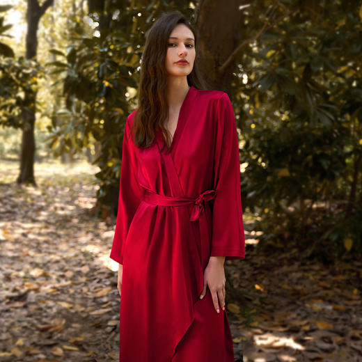 Solo seta22姆米真丝睡袍女长款桑蚕丝连衣裙婚礼晨袍秋冬 商品图2