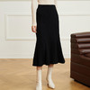 玳莎高腰针织鱼尾裙女2023年冬季新款保暖修身优雅黑色显瘦半身裙  DD34301 商品缩略图0