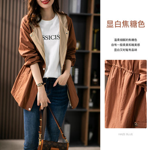 84980原形两面穿连帽风衣女薄款防晒服2024秋季新款韩版休闲显瘦短外套 商品图2