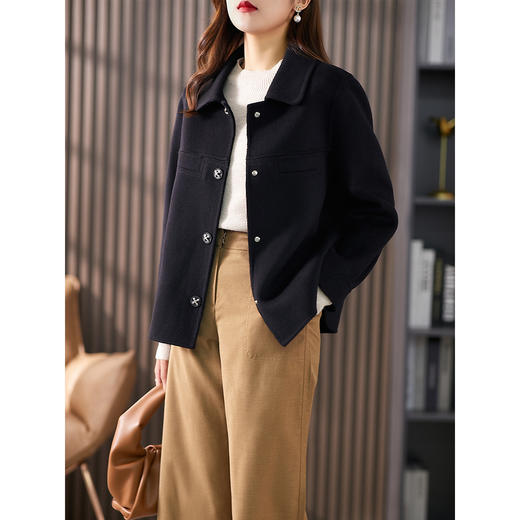 原形毛呢外套女秋冬季2023新款双面呢羊绒大衣小个子短款呢子大衣 商品图2