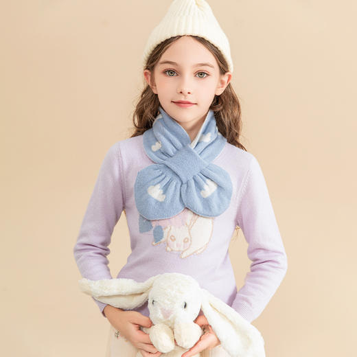 mettekids儿童100%羊绒围巾2023秋冬新款男童女童保暖交叉围脖 商品图2