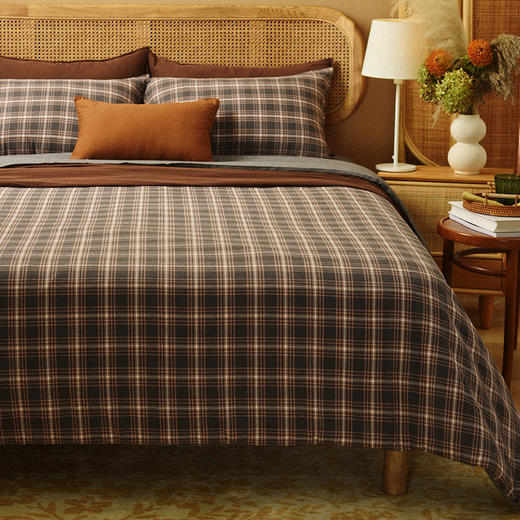 格子床上四件套全棉纯棉床单被罩枕头床品轻奢高级感 商品图0