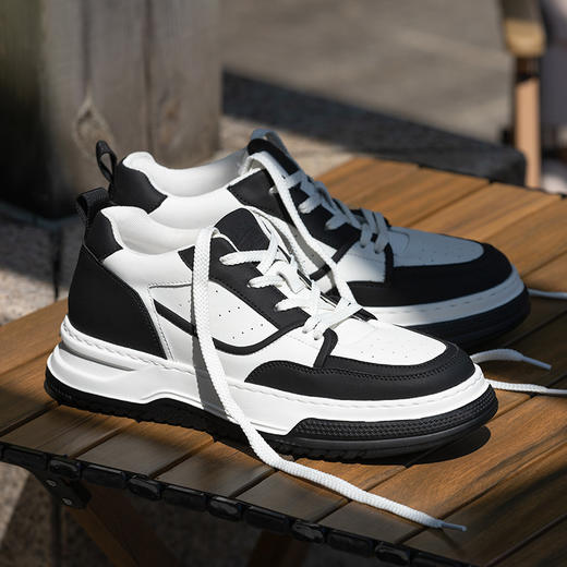 男士增高鞋男6cm休闲牛皮板鞋内增高男鞋真皮百搭透气 商品图2