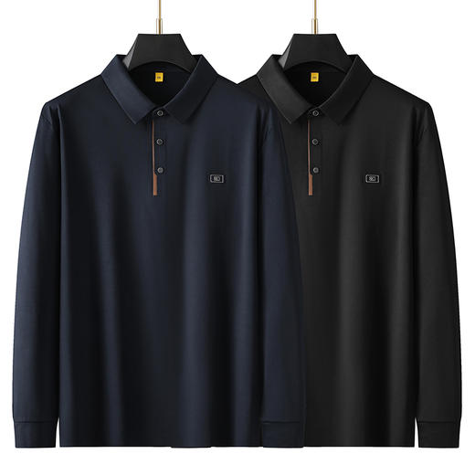 【新款DG】大依优型大码长袖Polo衫翻领加肥加大肥佬休闲宽松透气上衣胖子绅士打底T恤 商品图1