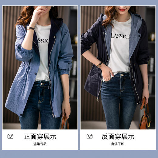 84980原形两面穿连帽风衣女薄款防晒服2024秋季新款韩版休闲显瘦短外套 商品图4