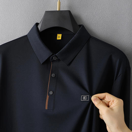 【新款DG】大依优型大码长袖Polo衫翻领加肥加大肥佬休闲宽松透气上衣胖子绅士打底T恤 商品图3