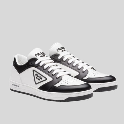 【三】PRADA 普拉达 女士 Downtown 穿孔皮革金属三角形标志休闲运动鞋 混色 1E792M 3LKG F0964 商品图0