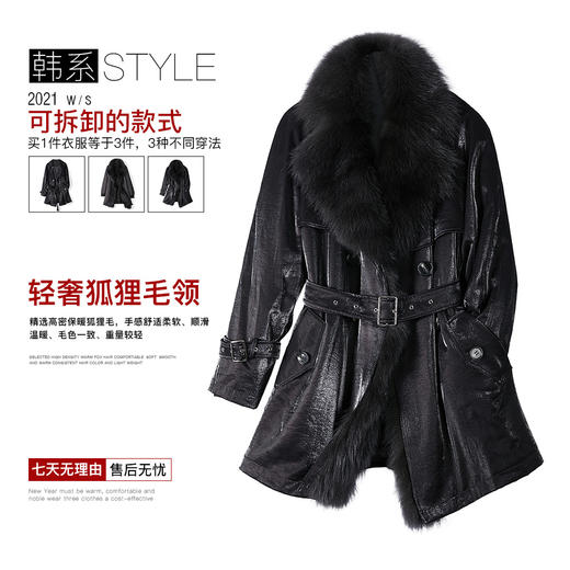 原形狐狸毛派克服女中长款2023冬季新款韩版高级感皮草大衣厚外套 商品图3