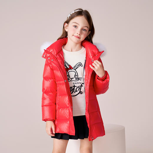 【三防】女童羽绒服2023秋冬新款90鹅绒加厚儿童长款保暖连帽外套 商品图2