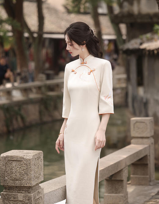 改良国风气质，日常修身雪尼尔旗袍XL-23319 商品图3