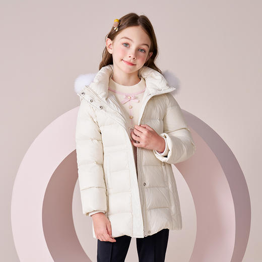 【三防】女童羽绒服2023秋冬新款90鹅绒加厚儿童长款保暖连帽外套 商品图1