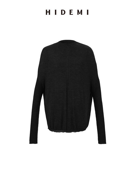 HIDEMI 极细美利奴羊毛大廓形落肩设计感茧型针织上衣 商品图1
