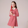 女童羊毛连衣裙2023秋冬新款加厚裙子儿童红色长裙千鸟格公主裙 商品缩略图4