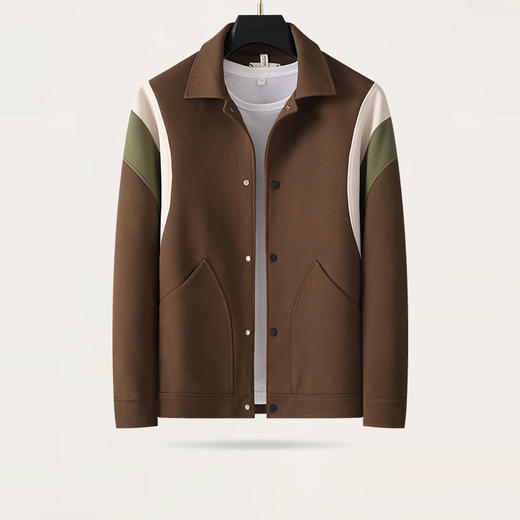 【新款DDT】大依优型大码男装撞色翻领夹克外套休闲商务宽松男百搭上衣胖子 商品图0