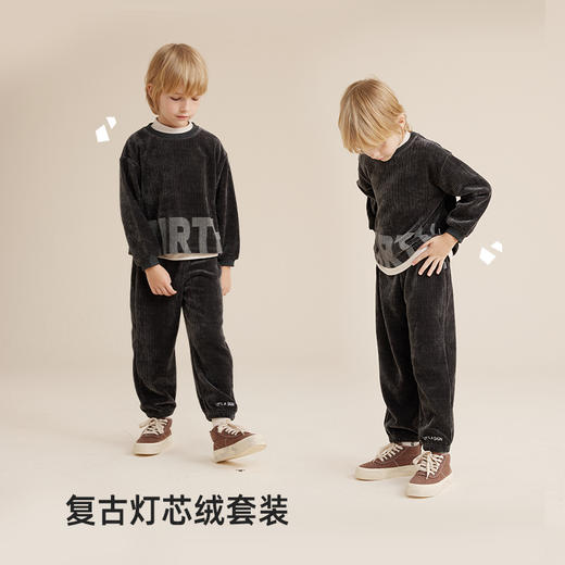 【柔软灯芯绒】儿童复古灯芯绒休闲印花套装PQTZ2304 商品图2