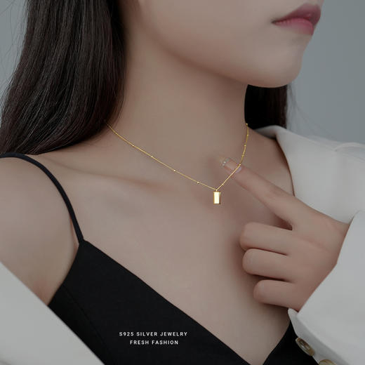 【正则】S925银暴富小金砖小金条项链【YXS-A2570】 商品图2