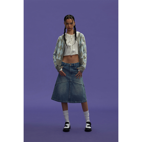 GOODBAI GOODEES菱格纹饰毛织开衫