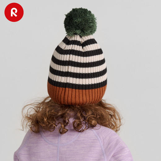 reima男女儿童针织帽秋冬新款控温保暖羊毛条纹弹力无檐帽子 商品图1