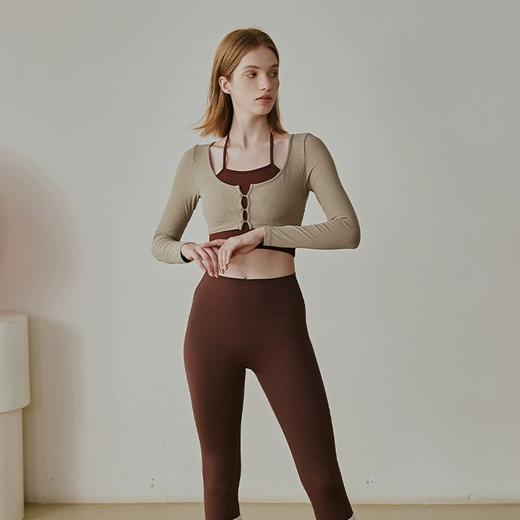 【限时秒】YOGACODE【火树银花系列】拼色挂脖假两件长袖瑜伽服YCDSL615（半固定一体杯） 商品图3