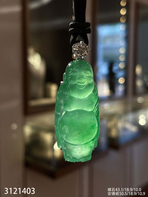 玻璃种木那艳绿佛公吊坠【3121403】具体价格微信咨询 商品图1