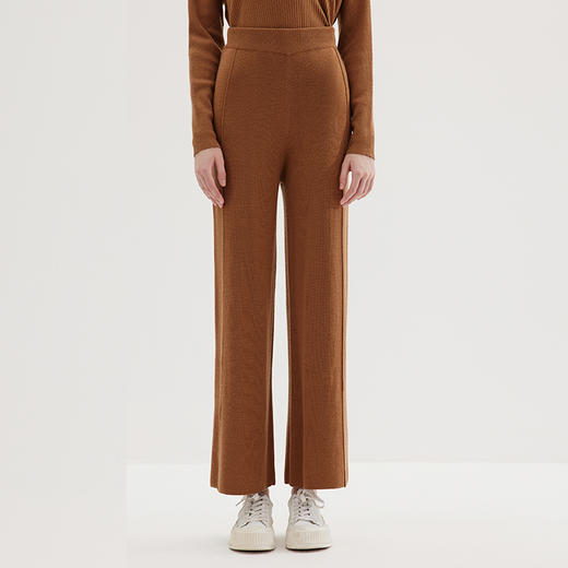 EITIE爱特爱冬季新款女装宽松休闲裤女简约气质针织阔腿裤7201910 商品图8