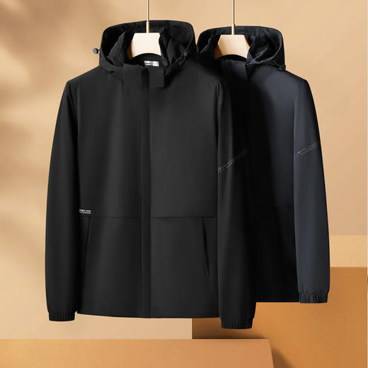 可拆卸帽【新款DK】大依优型大码夹克外套加肥加大休闲外套胖子宽松弹力运动外套上衣 商品图1