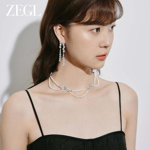 ZEGL设计师贝壳心事系列法式人造珍珠项链女轻奢小众高级感锁骨链 商品图2