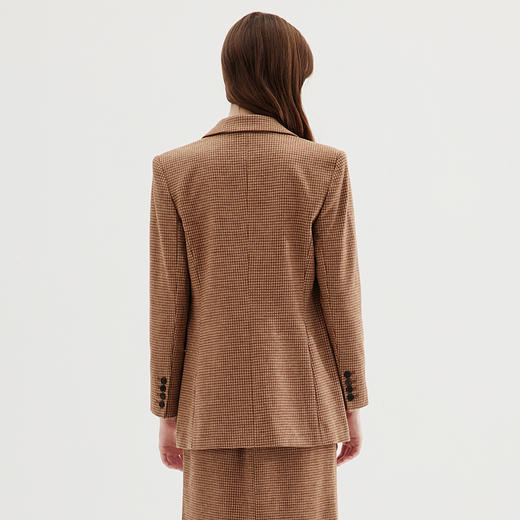 EITIE爱特爱冬季新款经典格纹翻领西装外套女7203904 商品图4