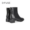 Dfuse迪芙斯冬季新款方头拉链粗跟拼接简约短靴女DF34116160 商品缩略图6
