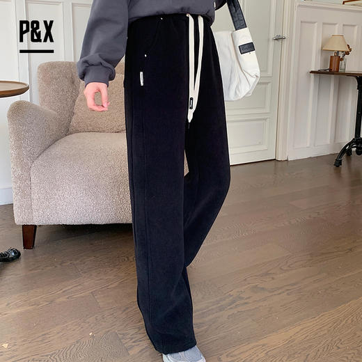 P&X设计师女装2023冬季新品 针织休闲长裤 823409507 黑色 商品图3