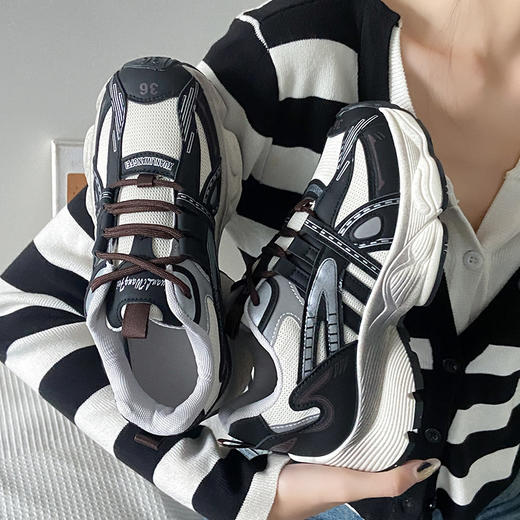 「三款配色！韩版老爹鞋」新款女2023秋季学生运动跑步厚底休闲鞋 商品图2