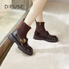 Dfuse迪芙斯冬新款牛皮减龄圆头厚底短靴弹力袜靴DF34116003 商品缩略图0