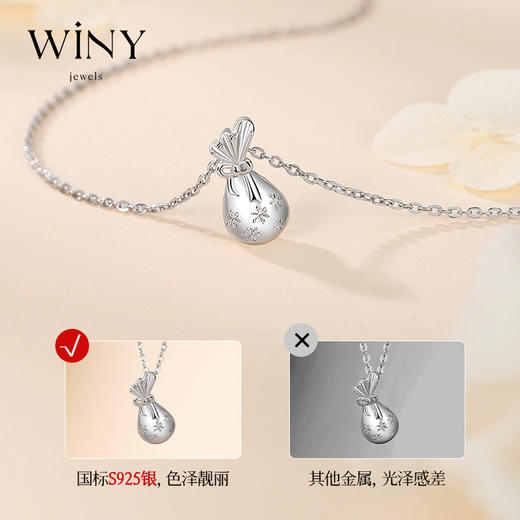 Winy925纯银幸运钱袋项链送女友闺蜜节日生日礼物 商品图4
