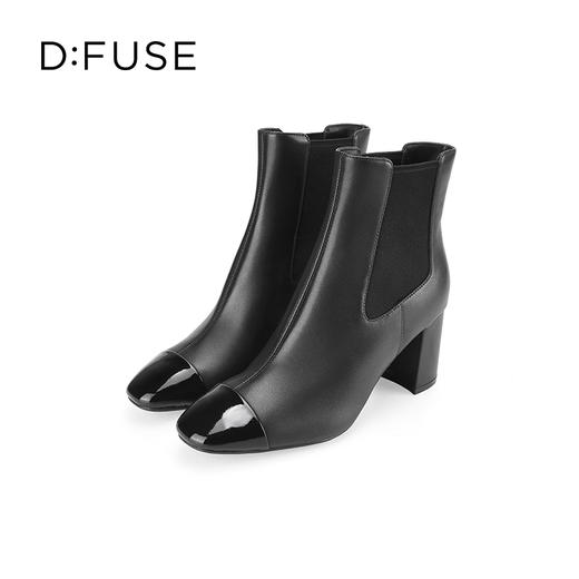 Dfuse迪芙斯冬季新款方头小香风切尔西靴粗跟短靴DF34116014 商品图6