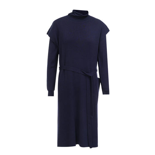 EITIE爱特爱冬季新款时尚高领纯色显瘦两件套针织连衣裙7201909 商品图11