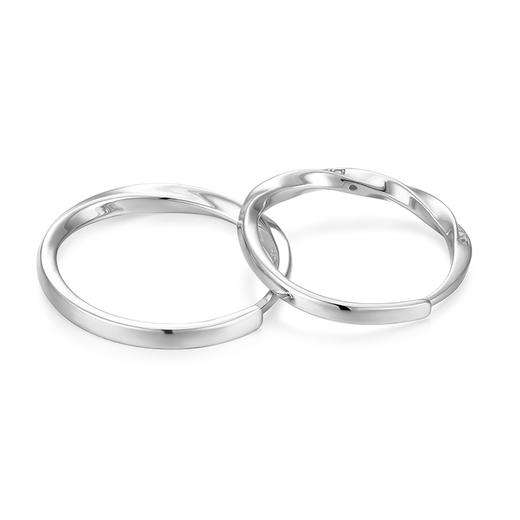 KADER卡蒂罗 莫比乌斯系列 爱意心旋情侣对戒 S925银足银999  戒指 男女同款情侣款 轻奢小众开口可调节浪漫百搭#简约大方 送礼 礼盒款 商品图1