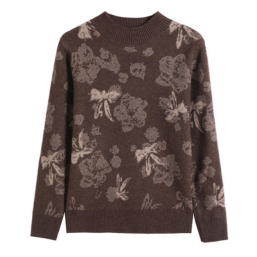 半高领国风印花女士毛衣，秋冬新款时尚简约内搭针织打底衫上衣CC-89-62001 商品图4