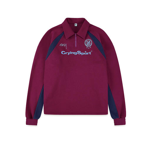 CryingCenter 拼接撞色运动polo卫衣拉链抽绳休闲加绒宽松情侣 商品图4