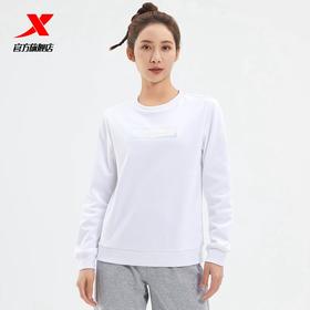 3.9折【自营】XTEP/特步  特步加绒套头卫衣女秋冬新款撞色印花保暖上衣训练运动长袖 978428920122