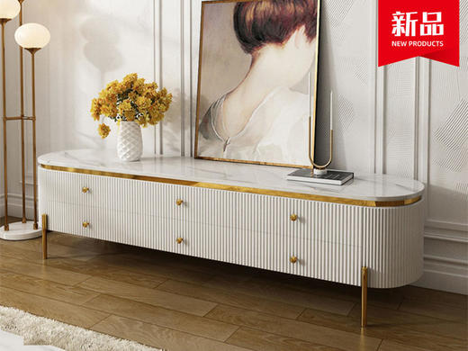 佐梵电视柜轻不锈钢+岩板+e1级度板+实木抽尼[免费送装，偏远地区除外] 商品图0