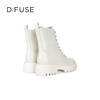 Dfuse迪芙斯冬季新款油皮厚底短靴闪钻系带马丁靴DF34116051 商品缩略图3
