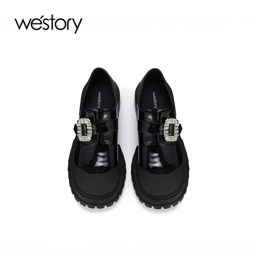 westory女鞋2023秋季新款时尚玛丽珍皮鞋增高厚底乐福鞋女W23CM73721 商品图1