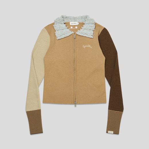 GOODBAI GOODEES刺绣logo拼色修身翻领针织开衫 商品图3