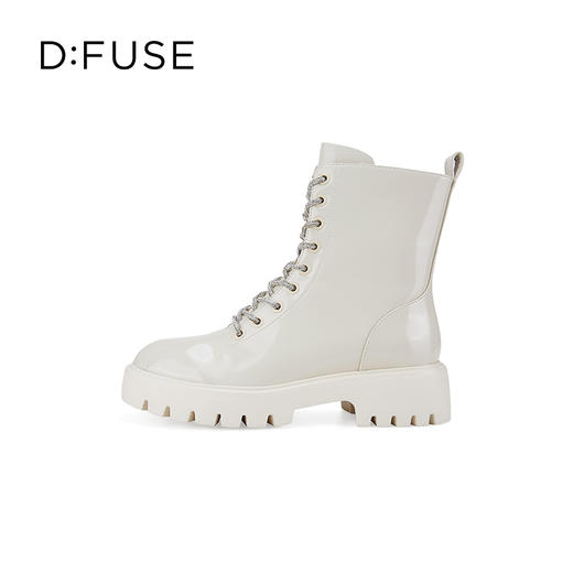 Dfuse迪芙斯冬季新款油皮厚底短靴闪钻系带马丁靴DF34116051 商品图1