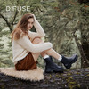 Dfuse迪芙斯冬季新款牛皮厚底前拉链鬼帝靴短靴女DF34116002 商品缩略图0