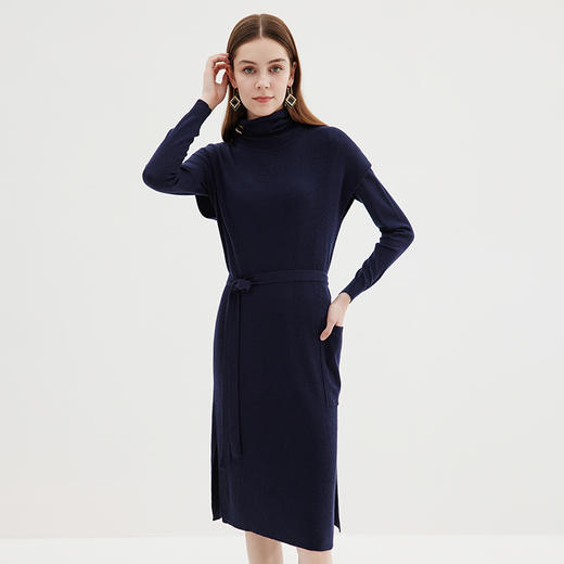 EITIE爱特爱冬季新款时尚高领纯色显瘦两件套针织连衣裙7201909 商品图7